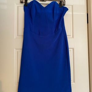 Royal Blue Fitted Party Dress, Strapless, Fits like a Medium, L